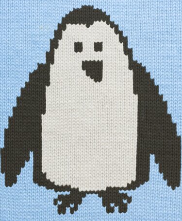 Christmas Penguin Knit Chart, Knitting Pattern for hand & machine knitting
