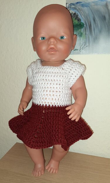 gehäkeltes Puppenkleid für eine 43 cm Puppe * Häkeln
