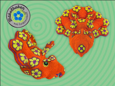 Triceratops Trophy with African Flowers crochet pattern PDF Faux Taxidermy