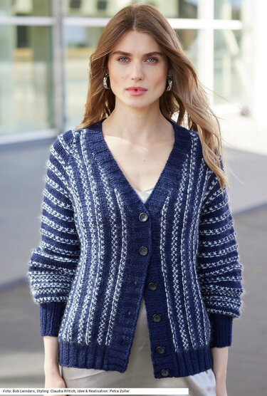 Raglanjacke in Dunkelblau und Silbergrau - Bild 5