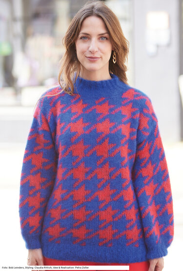 Mohairpulli mit eindrucksvollem Jacquardmuster - Stricken