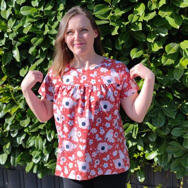 Schnittmuster Shirt Leonie Gr 34-54, langarm, kurzarm mit Passe + Nähvideo - Nähen