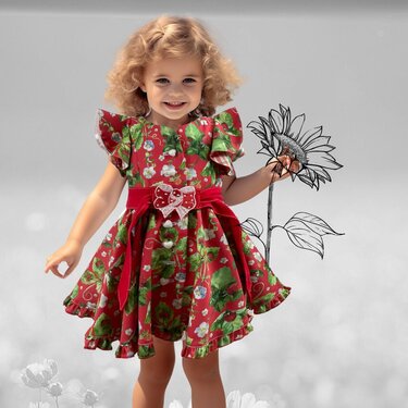 Kinderkleid mit Ärmel Schnittmuster und Nähanleitung Minni Moni