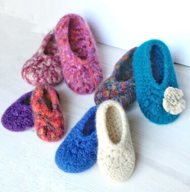 Crochet Felted Slippers "Paula" - kids and teenie sizes - Felting