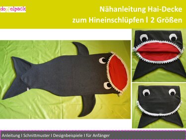 Hai Decke, Schlafsack, Shark, Kuscheldecke, Hai - Nähen