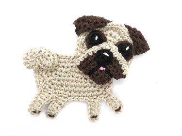 Pug Dog crochet Applique Pattern