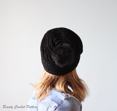 Crochet Slouchy Beanie with Pom Pom