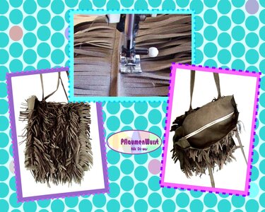 Umhängetasche "Franzi" Bohemian Tasche Fransen Zottel aus Leder Shopper - Nähen