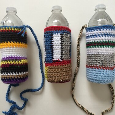 crochet scrap water bottle bag pattern, easy beginner, PDF