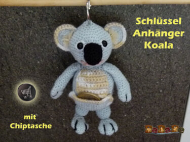 Taschenbaumler oder Dekoration Koala, mit Chip-Tasche, gehäkelt von DaDaDe - Häkeln