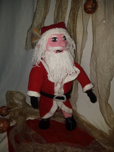 Crochet pattern Stripping Santa Claus (60 cm tall)