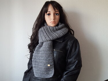 58 Häkelanleitung Schal Unisex mittelgrau - Bild 2