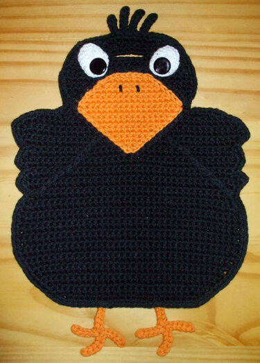 Häkelanleitung mit Zählmuster für einen frechen Raben als Topflappen - Anleitung -
