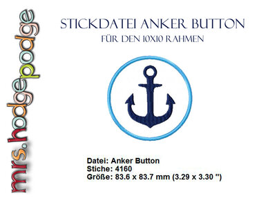 Stickdatei Anker Button - Sticken