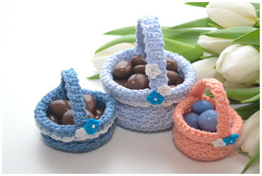 - MINI - Osterkörbchen häkeln in 2 verschiedenen Größen mit Miniblümchen, tolles Geschenk