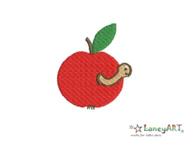 Stickdatei "Apfel mit Wurm" Pes Format (Deco, Brother, Babylock)  - Sticken