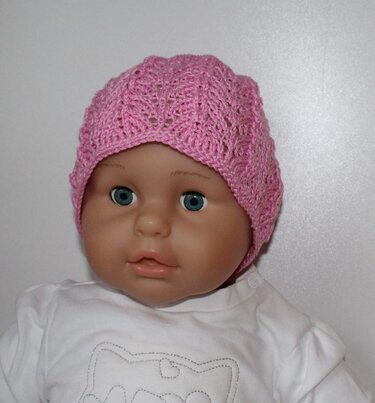 Strickanleitung Baby-Mütze Ajourmuster, Taufmütze, ca. 5 - 12 Monate