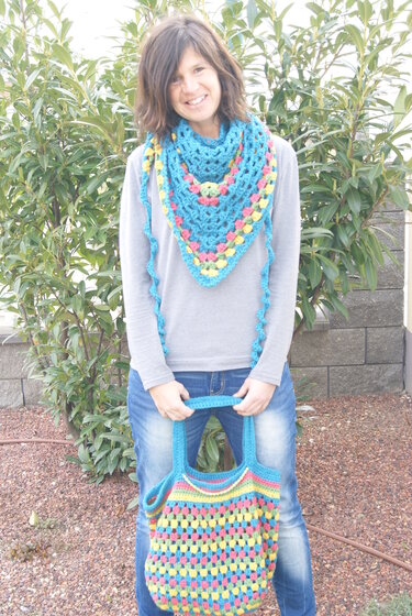 Granny-Set aus Tasche und Dreieckstuch - Häkeln