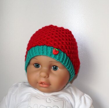 Strickanleitung Baby-Mütze "Erdbeere", ca. 4 - 10 Monate - Bild 8