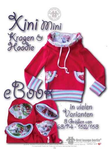 Xini Mini *** E-Book PDF-Datei Kinder Hoodie mit Kragen Kapuze Nähanleitung mit Schnitt 8 Doppelgrößen 68/74 bis 152/158 viele Varianten - Bild 3