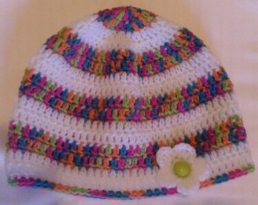 Häkelanleitung Mütze "Fröhlicher Farbklecks" für Kopfumfang 44/46