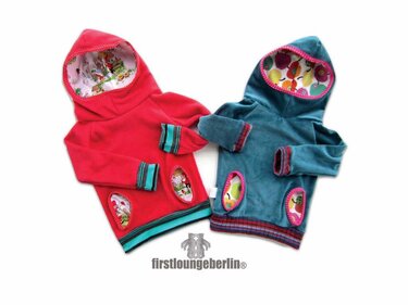 Jil Kinder Unisex Kapuzen Pullover / Kragen Hoodie E-Book Pdf-Datei Nähanleitung mit Schnittmuster Hoody Kind in 8 Größen 62-152 firstloungeberlin