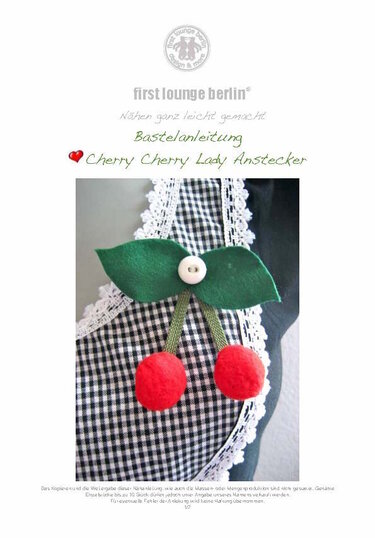Cherry Cherry LadyE-Book Kirschen Anstecker Nadel Anstecknadel von firstloungeberlin - Basteln