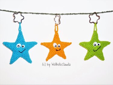 Häkelanleitung Schlüsselanhänger lustige Sterne