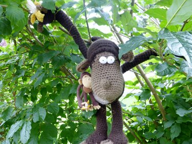 grosses Kuscheltier Affe Leo mit Baby Alfredo - Häkeln