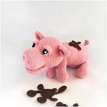 A nice pattern of a cute pig, clearly described with photos in Dutch, Deutsch and English US-terms - Crochet