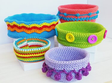 Colorful Basket Collection - Crochet Pattern