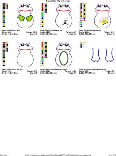 Stickdatei Ith Mini Knuddelfrösche - Sticken
