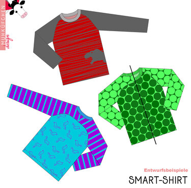 Raglan "Smart-Shirt" Gr. 92-164 Nähanleitung & Schnittmuster & Beamerdatei