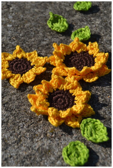 - SUNFLOWER - Blume häkeln, in 3 Varianten, Blätter und Variationsmöglichkeiten, das ganze Jahr geeignet - Bild 7