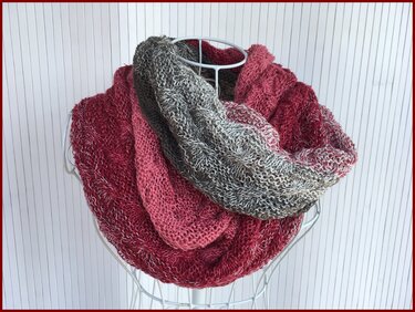 Möbius-Schal Karo-Zöpfe stricken mit 1 BOBBEL-COTTON von Woolly Hugs