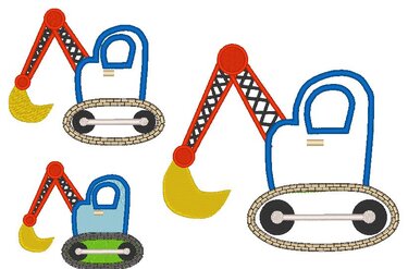 Stickdatei Baufahrzeuge Mischer Kran Auto Bagger - Sticken