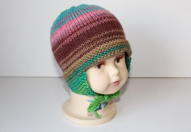 Strickanleitung Baby-Mütze mit Ohren, ca. 2 - 8 Monate, unisex - Bild 4