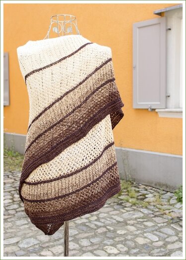 Tuch "Weinlese" mit 1 Woolly Hugs BOBBEL-COTTON stricken - Bild 7