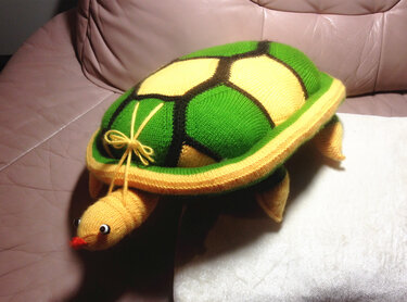 gestrickte Schildkröte Strickanleitung in Grün/Gelb ca. 40cm