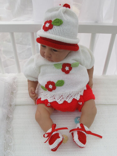 Strickanleitung Rebornset, Rosenrot 4-teilig Gr. 50 für Reborn - Bild 4
