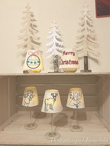 Stickdateien ITH-Weinglas-SchirmeWeihnacht für den 13x18 Rahmen - Sticken