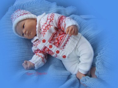 Strickanleitung f&uuml;r Baby's u. Reborns Modell Kim Gr. 50-56 3-teilig - Bild 3