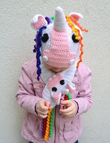 "Einhornset" Mütze & Schal 2 Größen Häkelanleitung - Bild 2