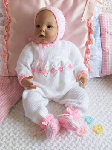 Strickanleitung wunderschönes Babyset Gr. 50 für Baby und Reborn Perlchen - Bild 3