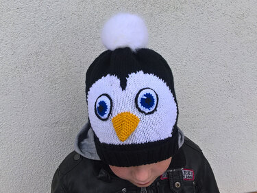 Strickanleitung Pinguin Mütze Kopfumfang 50 - 52 cm - Stricken
