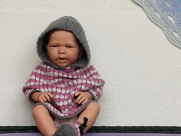 Baby Poncho *Pünktchen* niedlicher Poncho / Pulli einfach gehäkelt Gr. 56 - 86 - Bild 4