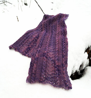 Lace and Cables Scarf Knitting Pattern "Alpine Roses"