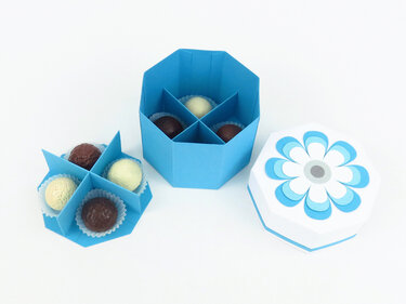 Pralinenschachtel in Türkis – Bastelvorlagen und Anleitung - Basteln