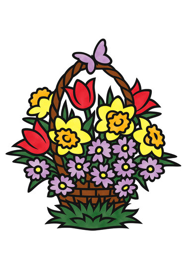 Fensterbild – Blumenkorb – Bastelvorlagen mit Anleitung - Basteln