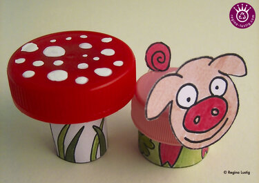 10 lustige Modelle, Basteln mit PET-Verschlüssen und Papier, Upcycling, Recycling